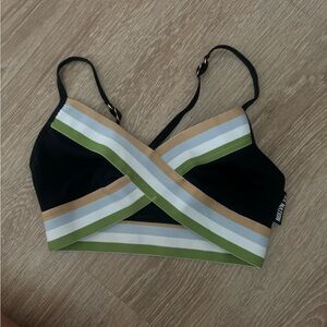PE Nation Striped Black and Green Bralette/Sports Bra